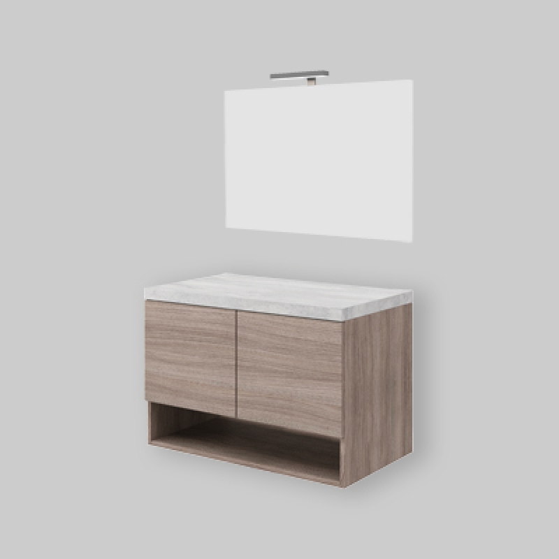 Savinidue Composizione mobile da bagno OSLO 80 Rovere fumo - Beton OSLO80A/RF/21