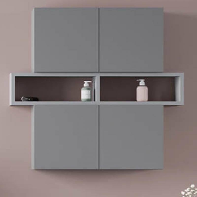 Pensile aperto 2 vani grigio 15x80 cm