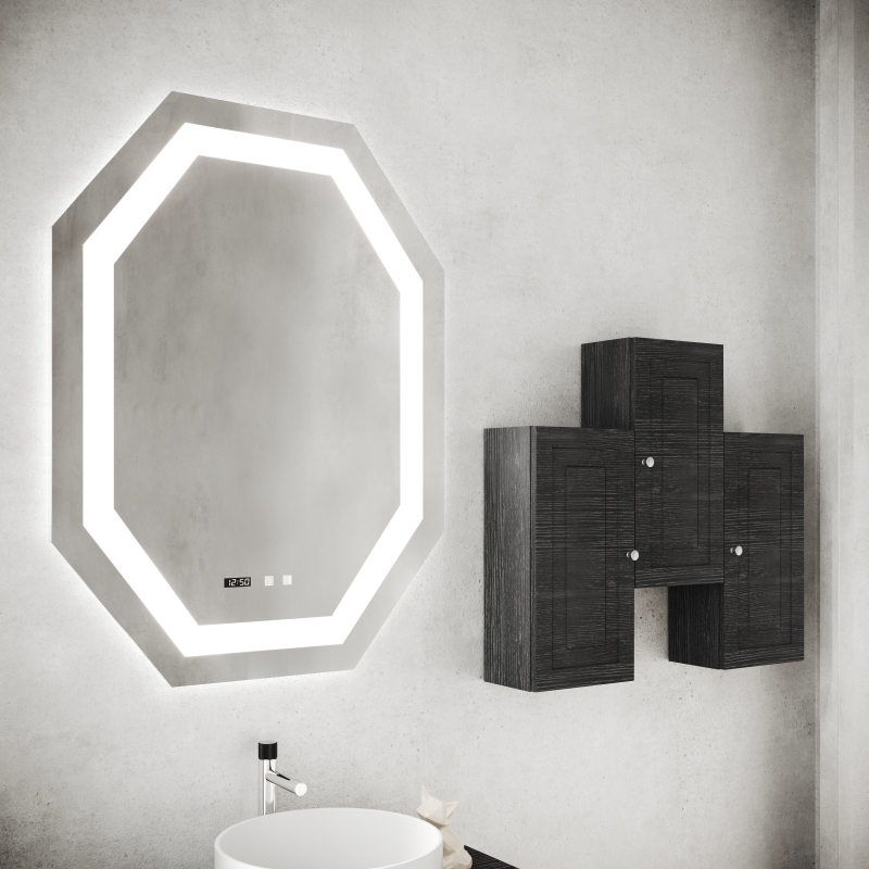 Savinidue Specchio Con illuminazione Led Ottagonale 75x100 cm
