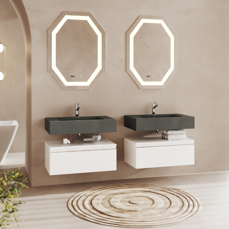 Savinidue Specchio Con illuminazione Led Ottagonale 75x100 cm