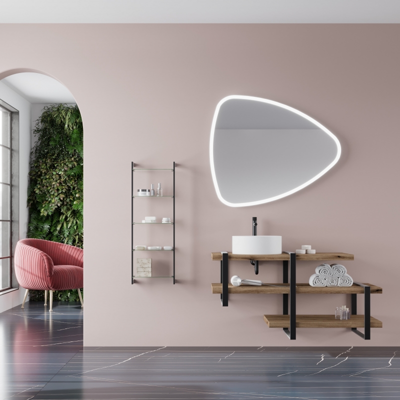 Savinidue Specchio a goccia con Illuminazione a Led Reversibile 100 cm