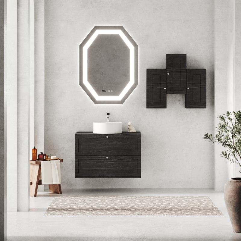 Savinidue Specchio Con illuminazione Led Ottagonale 75x100 cm