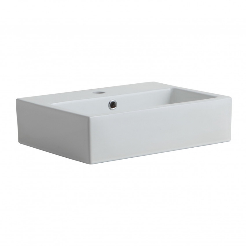 Oceano Lavabo da appoggio 43 x 51.5 x 14.5 cm VESUVIO Monoforo Ceramica Bianco