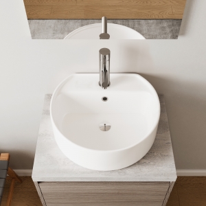 Oceano Lavabo da appoggio 49 x 15 x 44 cm VESUVIO Monoforo Ceramica Bianco