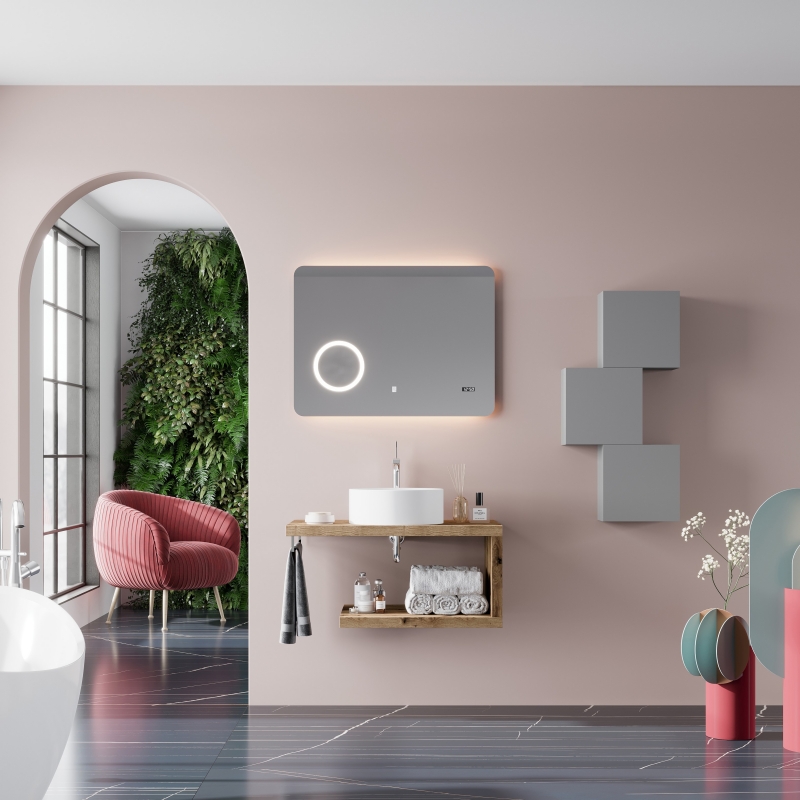 Oceano Lavabo da appoggio 36 x 12 cm VESUVIO Rotondo Bianco Lucido