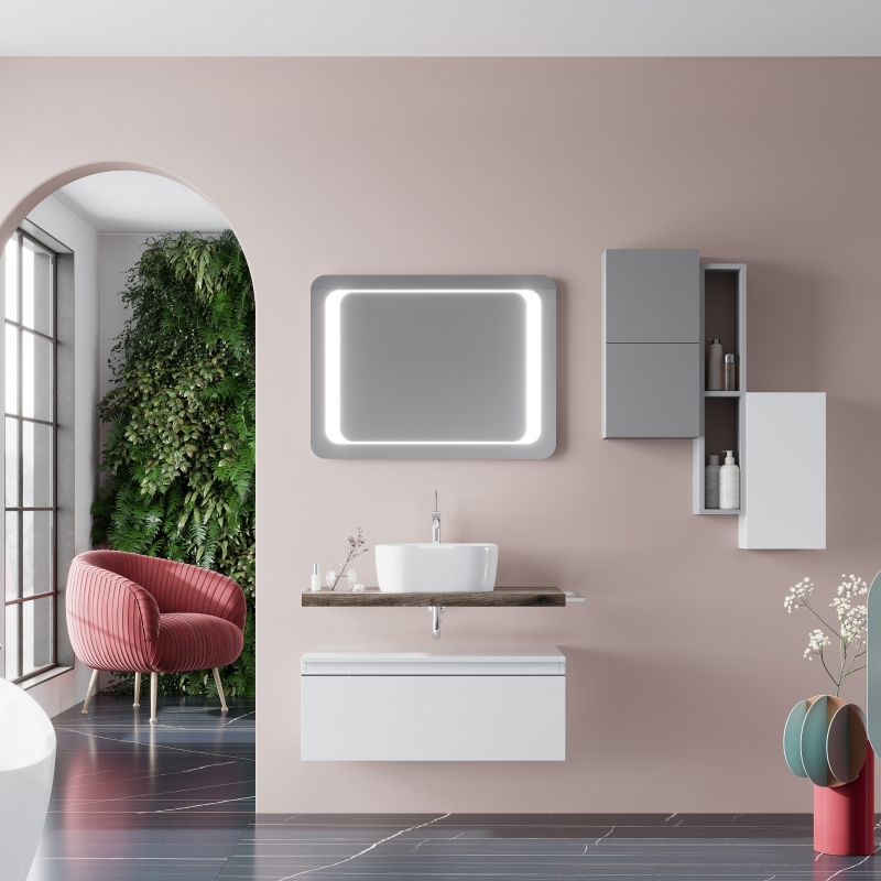 Oceano Lavabo da appoggio 39 x 12 x 39.5 cm VESUVIO Quadrato Bianco Lucido