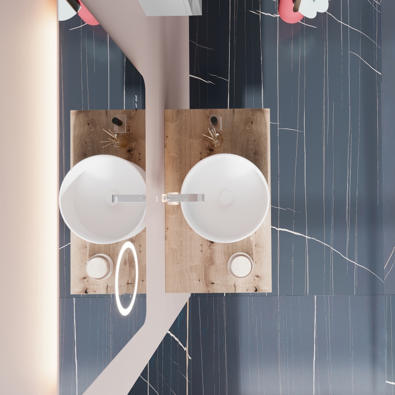 Oceano Lavabo da appoggio 36 x 12 cm VESUVIO Rotondo Bianco Lucido