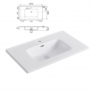 Oceano Lavabo da incasso 81 x 46 x 18 cm ALBA Ceramica Bianco Monoforo