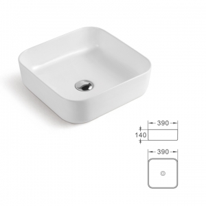 Oceano Lavabo consolle da appoggio 39 x 39 x 14 cm ALBA Ceramica Bianco senza foro