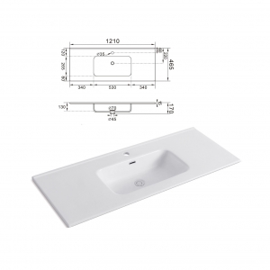 Oceano Lavabo da incasso 121 x 46 x 18 cm ALBA Bianco Ceramica Monoforo