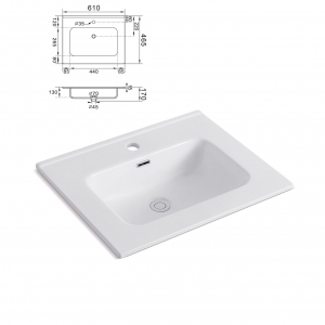 Oceano Lavabo da incasso 61 x 46 x 18 cm ALBA Ceramica Bianco Monoforo