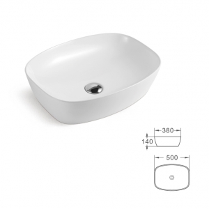 Oceano Lavabo consolle da appoggio 50 x 38 x 14 cm ALBA Ceramica Bianco senza foro