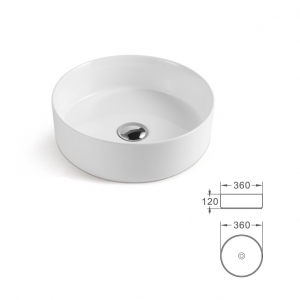 Oceano Lavabo Tondo Consolle ALBA 36 x 12 cm Bianco Ceramica