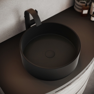 Oceano Lavabo da appoggio 36 x 12 cm VESUVIO Rotondo Nero Opaco