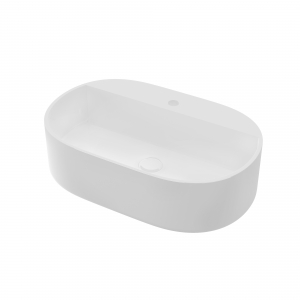 Oceano Lavabo da appoggio 55 x 14 x 38 cm VESUVIO Monoforo Ovale Bianco Lucido